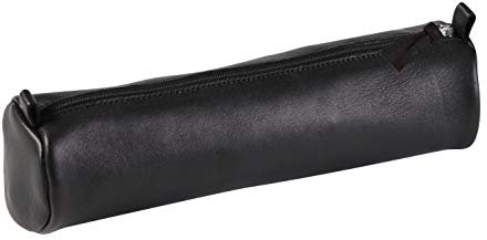 Clairefontaine 8320C Schlampermäppchen (aus echtem Leder, Ø5,5 x 22cm) 1 Stück, Schwarz