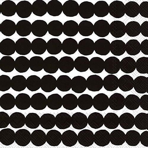 Ideal Home Range Marimekko Papierservietten, 3-lagig, 20 Stück Schwarz