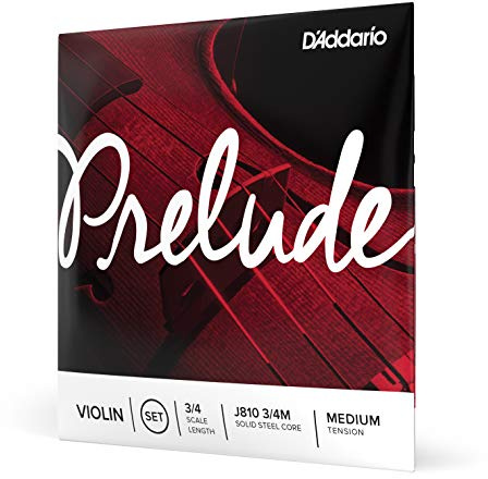 D'Addario J810 3/4M Prelude 3/4 Scale Medium Tension Violin String Set, Full Set