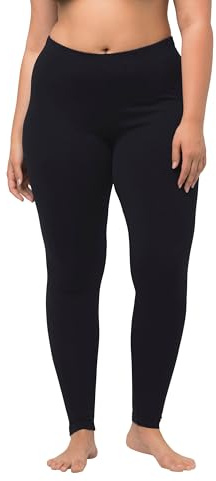 Ulla Popken Leggings di Cotone con Cintura Completamente Elastica Leggings Donna, Blu Nero, 45W / 32L