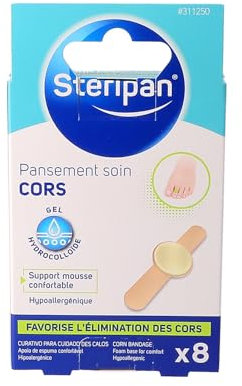 Steripan - Soin Cors Hydrocolloïde - Support Mousse - Résistant à l'Eau - Favorise l'Élimination du Cor - Technologie Hydrocolloïde - x8
