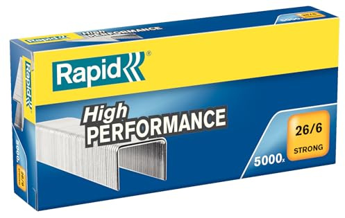 Rapid - Agrafes 26/6 Solides, Capacité 30 Feuilles, Acier Galvanisé, Boîte de 5000 Agrafes, SuperStrong Agrafes, 24862000