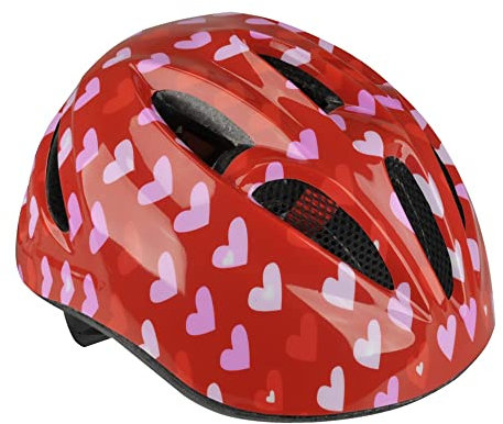 FISCHER Fahrradhelm für Kinder, Radhelm, verschiedene Größen, hohe Sicherheit, mit Beleuchtung, Herz, XS/S