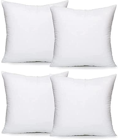 Lancashire Textiles 4 Pack 16 x 16” (40 x 40cm) Quality Microfibre Super Bounce Fibre Cushion Pads Made in Britain with Our Luxury Hollowfibre Filling