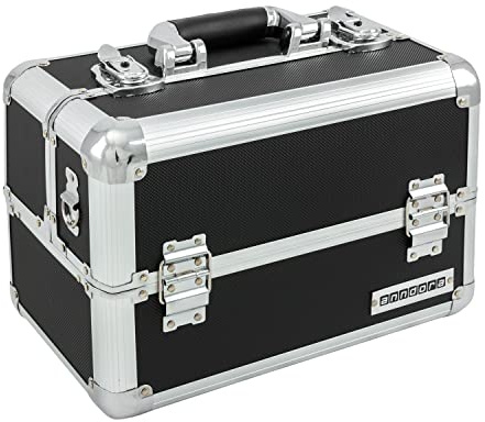 anndora Beauty Case Kosmetikkoffer - Stilvoller Schmuckkoffer, Schminkkoffer mit robustem Aluminiumrahmen, Nähkoffer, Verstellbare Fächer, für Make-up, Schmuck & Zubehör, mit Schlüssel abschließbar