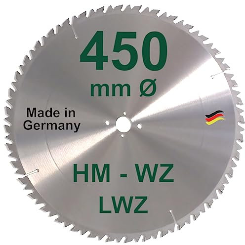 HM Sägeblatt 450 x 30 mm LWZ Hartmetall Präzision Kreissägeblatt 450mm Wechselzahn mit Spanabweiser für Naturholz Hartholz Leimholz Wippsäge Kreissäge Kappsäge Gehrungssäge Brennholzsäge Tischsäge