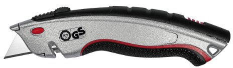 Wedo 78850 Safety Cutter Profi Plus (mit automatischem Klingenrückzug inklusive 5 Trapez-Ersatzklingen) silber