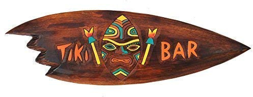 Surfboard aus Holz 60cm im Tiki Bar Tribal Style Hawaii Maui Deko Surfbrett