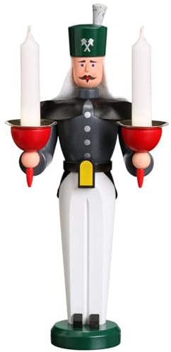 Seiffener Volkskunst | erzgebirgische Volkskunst | Lichterfigur Kerzenhalter-Figur| Handgefertigte Traditionsfigur aus Holz | 26 cm | 13321 | Bergmann