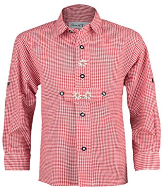 Jungen Isar Trachten- Camicia da bambino stile bavarese, colore rosso Rot 110 cm