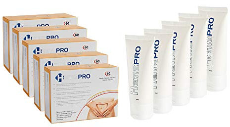 Hemorrhoids - 5 Hemapro Pills + 5 Hemapro Cream: Pills and Cream to Prevent and Relieve Hemorrhoids
