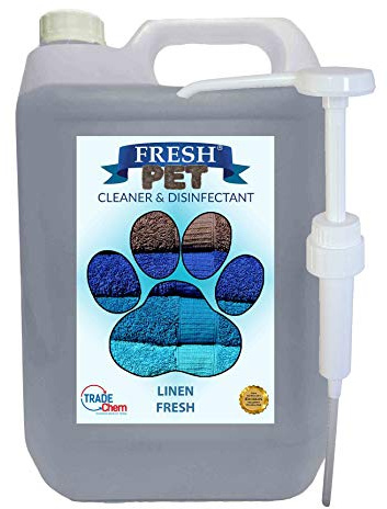 Trade Chemicals Fresh Pet Kennel/Cattery Disinfectant & Deodoriser 5L LINEN FRESH - WITH PUMP