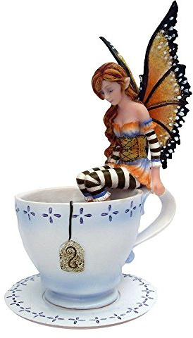 6.25 Inch Warm Toes Fairy in Tea Cup Mystical Statue Figurine