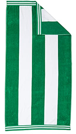 Superior Collection - Toallas de Playa de Jacquard de Lujo, algodón Peinado, tamaño Grande, Algodón Peinado, Dark Green Cabana Stripe, 43 x 5 x 30 cm