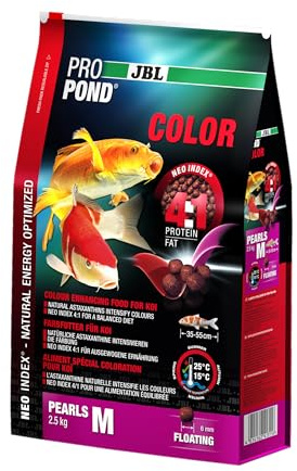 JBL Farbfutter für Koi, Schwimmende Futterperlen, Spezialfutter, ProPond Color, Größe M, 2,5 kg
