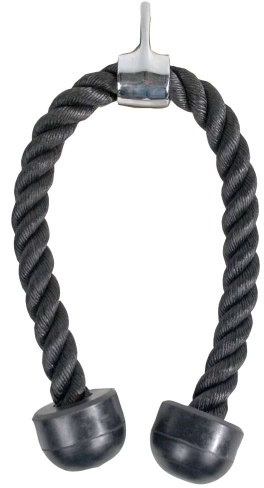 Power Systems Pro Double Tricep Rope Attachment with Rubber Stoppers for Cable Machine Systems, 28 x 1.25 Inches, Black (50740)