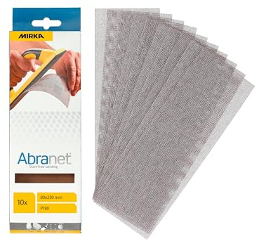 Mirka Abranet slipband med nät 80x230 mm/kardborreband/korn P180 / 10 st / AE175F1018 / för dammfri slipning av trä, spackel, lack, plast