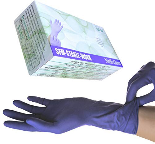 SFM ® STABLE WORK Nitril : XS, S, M, L, XL LANG&SUPERSOFT purpur blau puderfrei F-tex ACC-frei Einweghandschuhe Einmalhandschuhe Untersuchungshandschuhe Nitrilhandschuhe M (100)