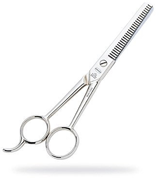 Premax - Forbici Sfoltire con Codolo - Omnia Line - Incassatura Aperta, Lama Retta - Dim. 18 cm - Acciaio Nichelato - Acciaio al Carbonio - Taglio Netto e Preciso - Made in Italy