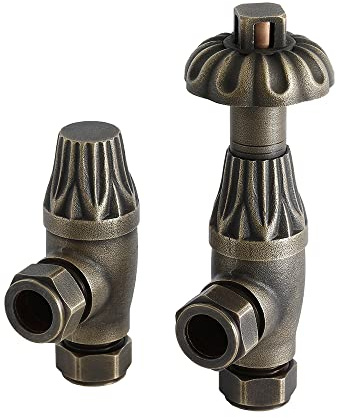 MILANO Brass Angled Heated Towel Rail Radiator Thermostatic Valves