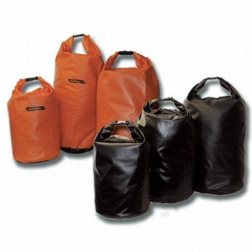 Wasserdichter PVC Packsack 16L 30L Schwarz Orange Verschiedene Größen und Farben (Schwarz, 16 l)