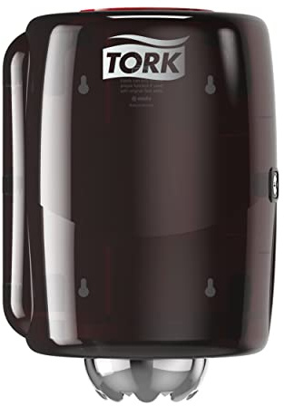 Tork 659008 Innenabrollungsspender für M2 Papierwischtücher im Performance Design / Wischtuchspender für hygienische Einzeltuchentnahme in Rot-Schwarz | Papierwischtücher im Performance / Wischtuchspender für hygienische Einzeltuchentnahme