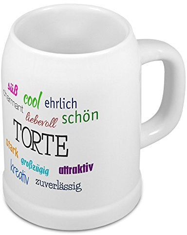 digital print Bierkrug mit Name Torte - Positive Eigenschaften von Torte - Namens-Tasse, Becher, Maßkrug, Humpen