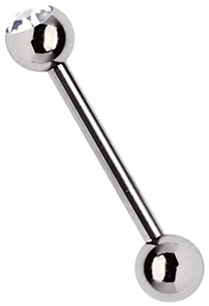 Modern Nature Piercing-Schmuck Titan Barbell, Zungenpiercing Stab in 1,6 x 12-22 mm mit 5 mm Steinkugel in vielen Farben wählbar
