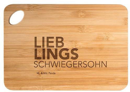 Mr. & Mrs. Panda Bambus - Schneidebrett Schwiegersohn - Geschenk, Ehefrau des Sohns, Holzbrett Küche, Spruch, Holzbrett, Heirat, Geschenkidee,