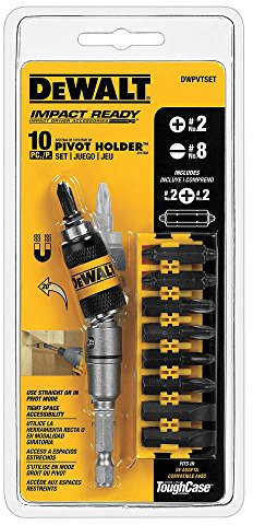 DEWALT DWPVTSET - Juego de soportes pivotantes con barra de brocas, 10 piezas