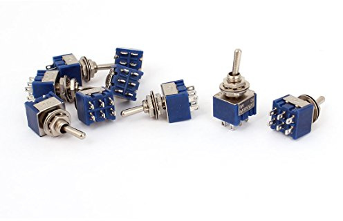 sourcing map 9pcs Mini Interruptor Conmutador AC 125V 6A 6-Pin DPDT ON-ON 2 Posición Bloqueo