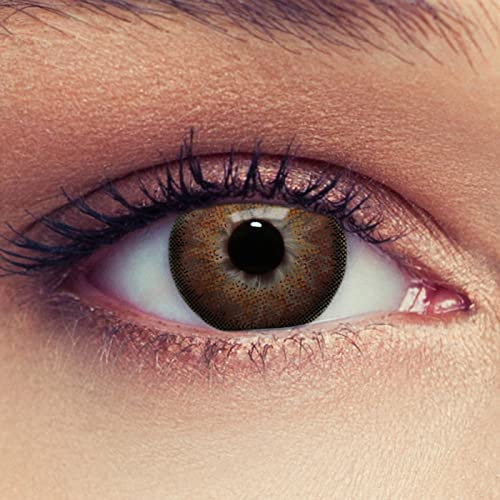 DESIGNLENSES, Natürlich wirkende Kontaktlinsen Dimension Hazel Haselnussbraun farbige Kontaktlinsen braun 1 Paar (2St.),Tragedauer 3 Monate + Gratis Behälter ohne Stärke
