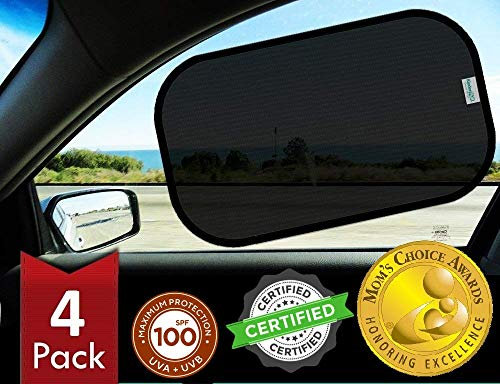 kinder Fluff Car Window Shade (4Pack)-The Only Certified Window Sun Shade for Baby Proven to Block 99.95% UVR - Mom's Choice Gold Award - Car Seat Sun Protection - STANDARD