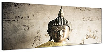 Wandbild auf Leinwand als Panorama in 150x50cm Buddha Statue Thailand