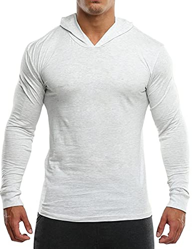 Hommes Bodybuilding Sweats à Capuche Gym T-Shirts de Sport Hoodies,Blanc,L