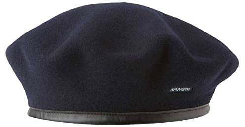 Kangol Beret Monty Baskenmütze Damenbaske Wollbaske Herrenbaske Baske Damen/Herren - mit Einfass Frühling-Sommer Herbst-Winter Winter - L (58-59 cm) blau