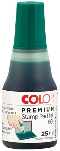 COLOP 801 Green Stamp Pad Ink. Best Refill Ink for Foam and Felt Rubber Stamp Pads. Water-Based and Non-Toxic