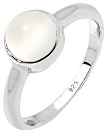 Elli Ring Damen Solitär mit Mondstein in 925 Sterling Silber