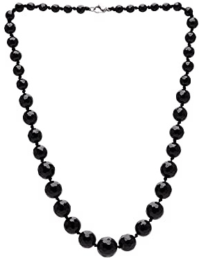TreasureBAy Fantastisk agat ädelsten halsband för kvinnor och damer tillverkad av 6-16 mm fasetterad naturlig agat ädelsten e rostfritt stål, colore: Svart, cod. TBGN616