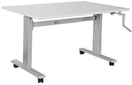 Dila GmbH Bürotisch Schreibtisch manuell höhenverstellbar mit grauen Tischgestell Workstation Büromöbel Arbeitstisch Produktionstisch (80 x80 cm, Lichtgrau)