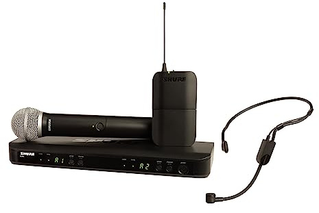 Shure BLX1288/P31 UHF Wireless Mikrofonsystem - Perfekt für Kirche, Karaoke, Bühne - 14-Stunden Akkulaufzeit, 100m Reichweite | Enthält Hand- und Headset-Mikrofone, Dual-Channel-Empfänger | S8 Band