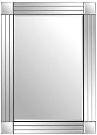 CottonAge Silver Triple Bevelled Venetian Modern Wall Mirror 3.28Ft X 2.29Ft (100cm X 70cm) Frameless Mirror for Bedroom, Living Room, or Hallway