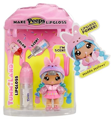 Yummiland x PEEPS läppglans docka – Maddie Mallows – inkluderar 1 docka med personliga kläder och läppglans-kit, parfym och transparent bas – åldrar 4+
