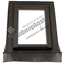 AFG Schweiz Skylight Kunststoff Dachfenster PVC 78 x 118 mit Eindeckrahmen für Dachziegel Außenfarbe Dunkelbraun Schwingfenster Dachflächenfenster