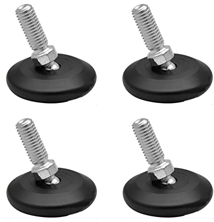 WAGNER 4er-Set Verstellfuß/Nivellierfuß mit Kugelgelenk Ø 37 mm, schwarz, Gewindestift M8 x 25 mm, Möbelgleiter - Hyper - Durchmesser Ø 30 mm inklusiv - Made in DE - 15832600