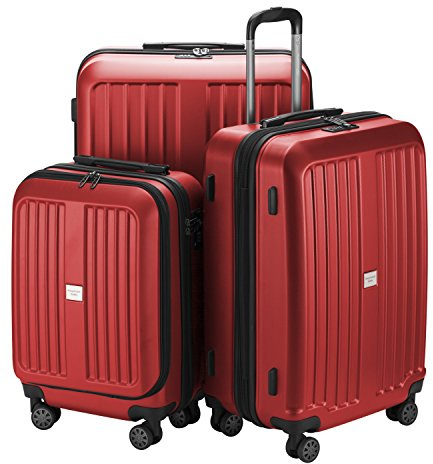 Hauptstadtkoffer - X-Berg - 3er Koffer-Set Hartschalen-Koffer Koffer Trolley Rollkoffer Reisekoffer, TSA, (S, M & L) Rot matt