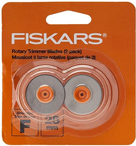 Fiskars 28mm Replacement Rotary Cutter Blades (2-Pack) - Style F - Compatible with Fiskars 28mm Rotary Paper Cutters