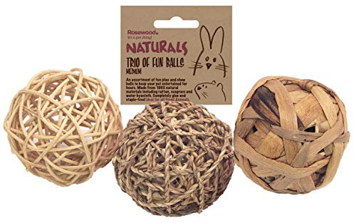 Rosewood Naturals Trio of Fun Balls, Small Animal Activity Toys, Natural Materials Hand Woven for Small Animals (1 x Pack of 3 Balls)