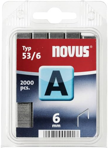 Novus Fintrådsklämmor 6 mm, 2 000 häftklamrar av typ A53/6, fastsättning av tyger, textilier, trälister, tråd
