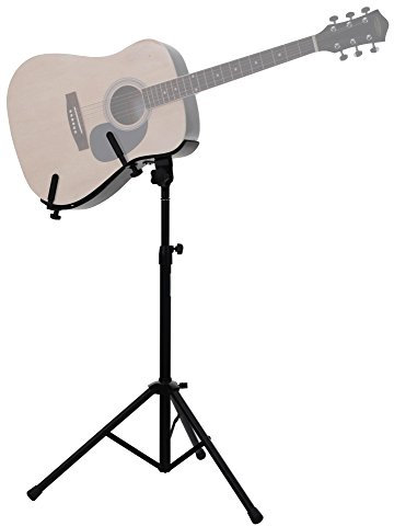 Classic Cantabile GS-100 Stage Gitarrenspielständer (Gitarrenständer für Live-Auftritte mit zwei Gitarren, höhenverstellbar, geschwungene Gitarrenaufnahme) schwarz